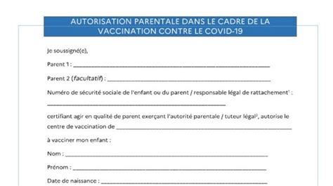 Covid 19 Vaccination Des Enfants Voici Le Nouveau Formulaire D