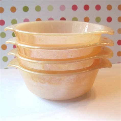 Fire King Peach Lustre Individual Baking Bowls Milk Glass