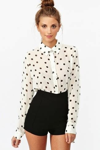 Wyatt Black And White Polka Dot Silk Long Sleeve Blouse Bluefly