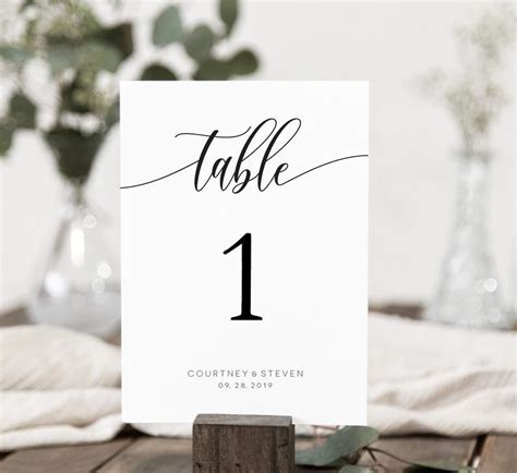 Wedding Table Numbers Printable Table Numbers Template Etsy In