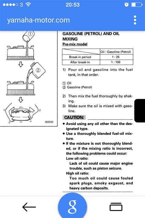 What Is The Fuel To Oil Ratio For A Yamaha Outboard