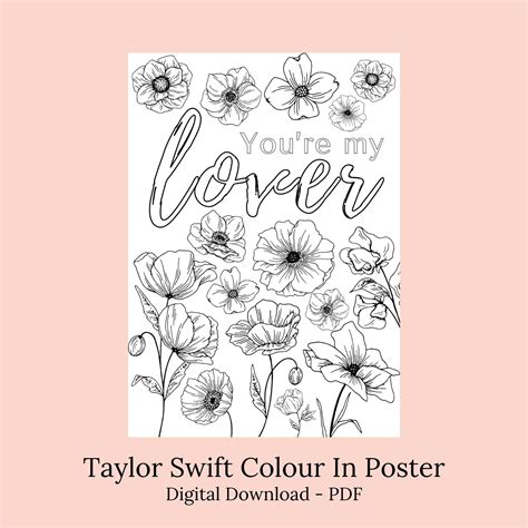 Taylor Swift Lover Poster Colour In - Etsy