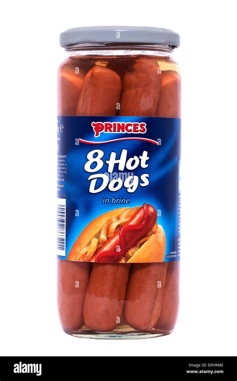 A Jar Of Princes Hot Dog Sausages Hot Dogs In Brine On A White