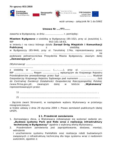 Wzr Umowy Zacznik Nr 1 Doc Template PdfFiller