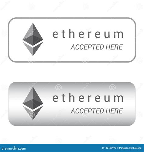 Ethereum Accepted Here Cryptocurrency Sign Vector Editorial Stock