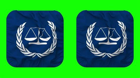 International Criminal Court Icc Flag In Squire Shape Isolated With Plain And Bump Texture 3d