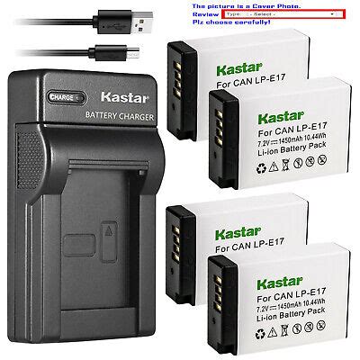 Kastar Battery Slim USB Charger For Canon LP E17 LPE17 Canon M3 M5 M6