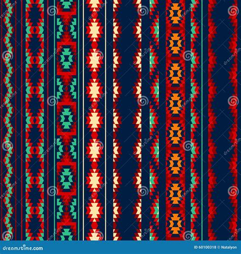 Colorful Red Orange Blue Aztec Striped Ornaments Geometric Ethnic