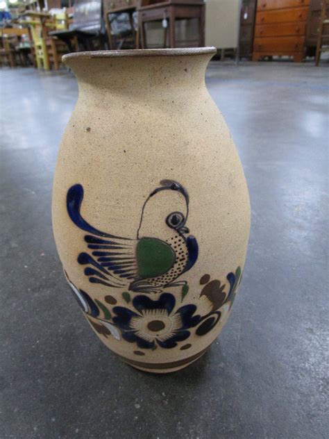 Vintage Tonala J Campe Signed Mexican Pottery Bird Flower Etsy