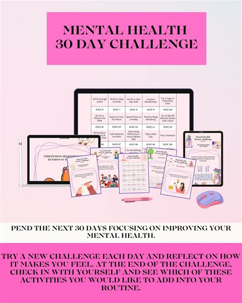 30 Day Mental Health Challenge Printable And Digital Edition Pdf File