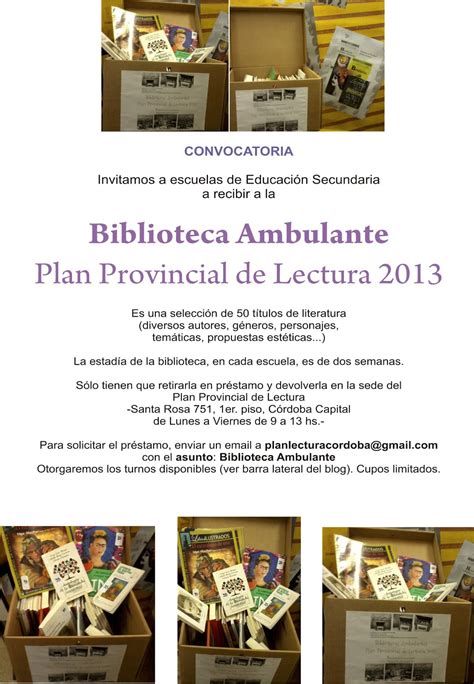 Plan Provincial De Lectura Biblioteca Ambulante Para Educaci N Secundaria