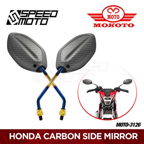 Mokoto Thai Matte Carbon Side Mirror For Honda Motorcycle Clear Mm