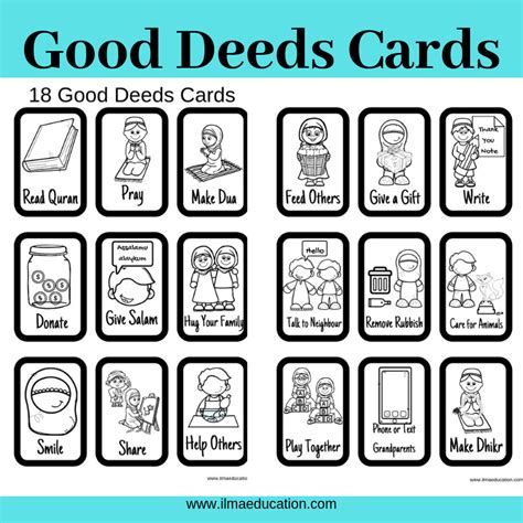 ILMA Education: Printable Good Deeds Cards For Kids Plus Free Colouring