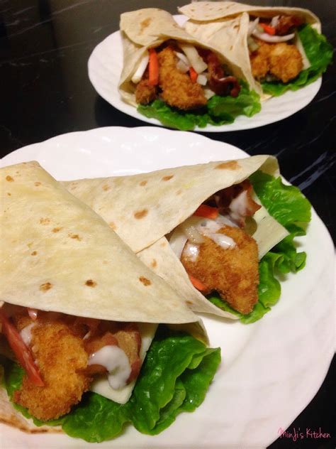 Minjis Kitchen Breaded Chicken And Bacon Tortilla Wraps