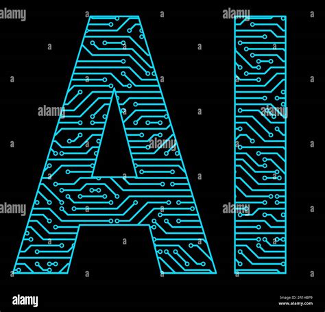 Inteligencia Artificial Palabra Letra A Y I Alfabeto Hecho De Placa De Circuito Electrónico