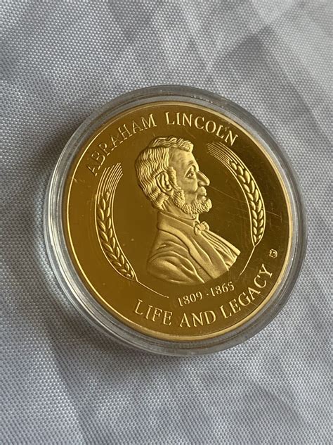 2 Abraham Lincoln Life Legacy 24K Gold Layered Coins Gettysburg