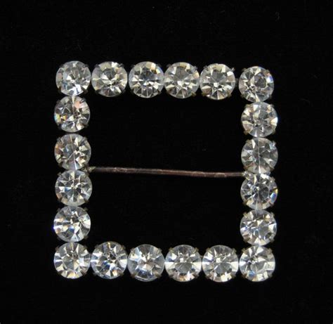 1940s Square Rhinestone Belt Buckle