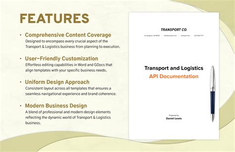 Transport And Logistics Api Documentation Template In Pdf Google Docs