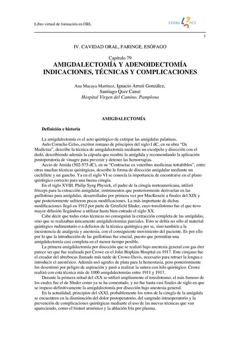 079 AmigdalectomíA Y AdenoidectomíA Indicaciones TÉ Cnicas Y