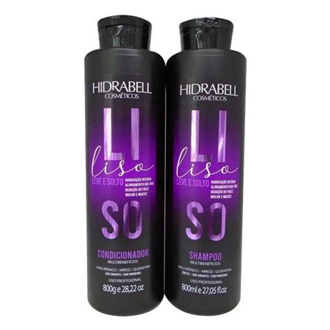 Kit Liso Leve E Solto Shampoo Condicionador Hidrabell 800ml Kit