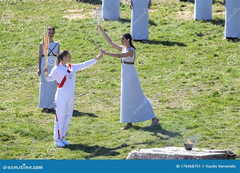 Olympic Flame Handover Ceremony For The Tokyo Summer Olympic Games