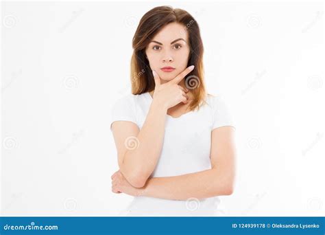 Young Serious Thinking Caucasian Woman Isolated On White Background