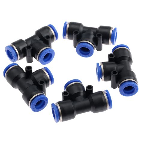 5Pcs PE10 T Junction Pneumatic Fittings Air 3 Way Quick Pneumatic