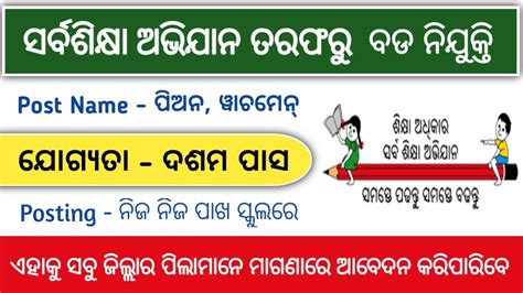 Odisha School Peon Watchmen Teacher Job 2023 10th Pass Odisha Job