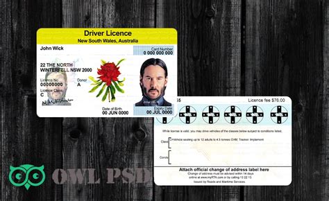 Owl Psd High Quality Fake Template Australia Nsw Driver License