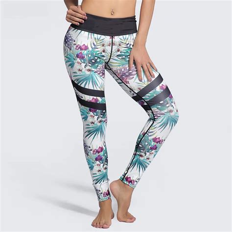 New Style Colorful Flower Printed Fitness Sporting Leggings Elastic