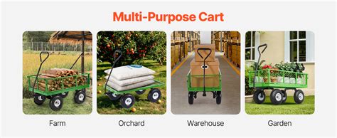 Vevor Steel Garden Cart 900lbs Kapasitet Heavy Duty Wagon Cart 10in