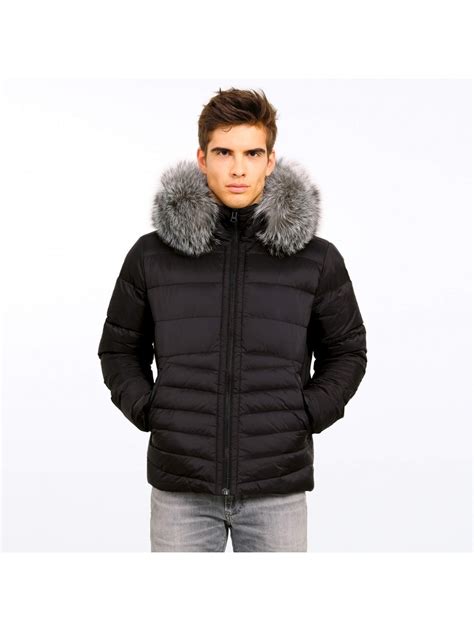 Mens Fur Hooded Puffer Jacket CORPORAL | WeLoveFurs.com Size S