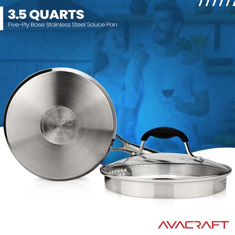 Buy Avacraft Stainless Steel Saucepan With Glass Lid Strainer Lid Two