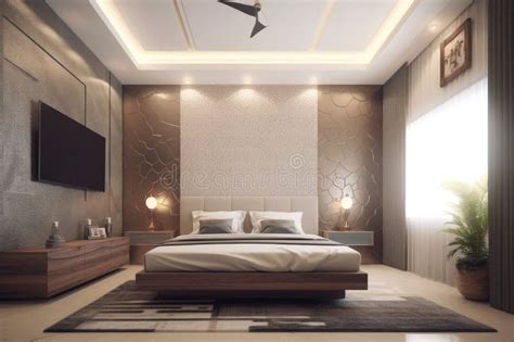 Modern Bedroom Interior Design Stylish And Comfortable Illustration