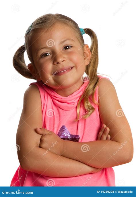 Pretty Little Girl Folding Her Arms Stock Photo Image Of Childhood