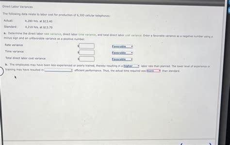 Solved Direct Labor Variances The Following Data Relate To Chegg