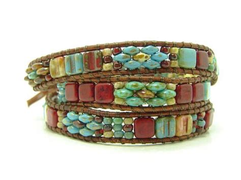 Style Southestern Cuir Perlé Bleu Turquoise Wrap Bracelet Etsy France