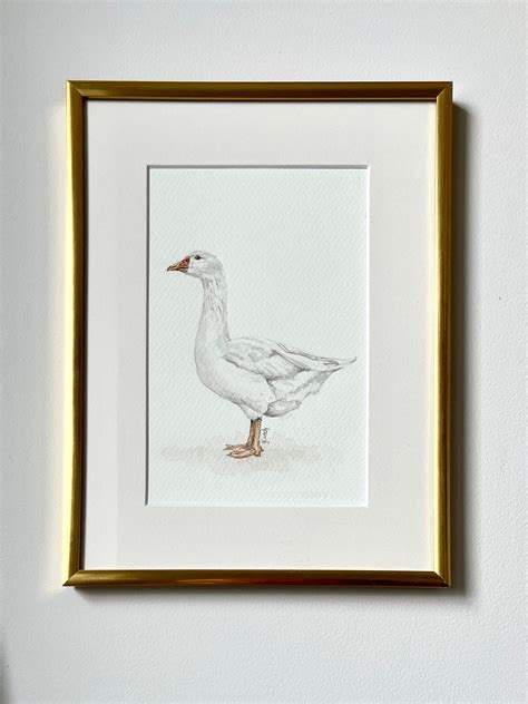 Goose Original Watercolor Painting Vintage Style Artwork For Country