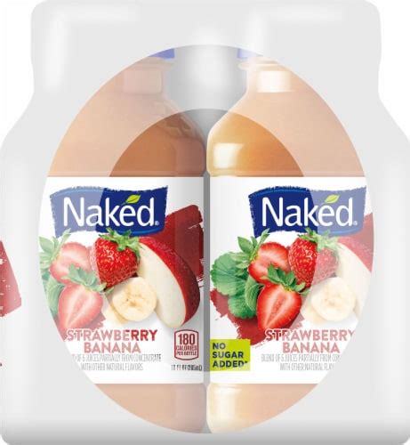 Naked Fruit Smoothie Strawberry Banana Juice Blend 4 Bottles 10 Fl