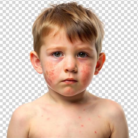 Little Boy Has Skin Rash Allergy Isolated On Transparent Background