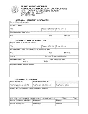 Fillable Online Ndhealth Permit Application For Hazardous Air Pollutant