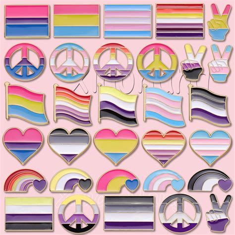 Rainbow Flag Enamel Pins Asexual Bisexual Heart Lgbtq Brooch Rainbows