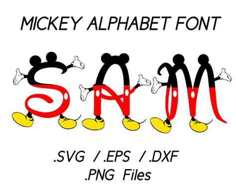 Mickey Mouse Alphabet Vectors Font Cutting File