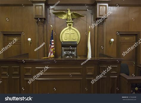 Empty Courtroom Chair Judge Flags Stock Photo 121502698 Shutterstock