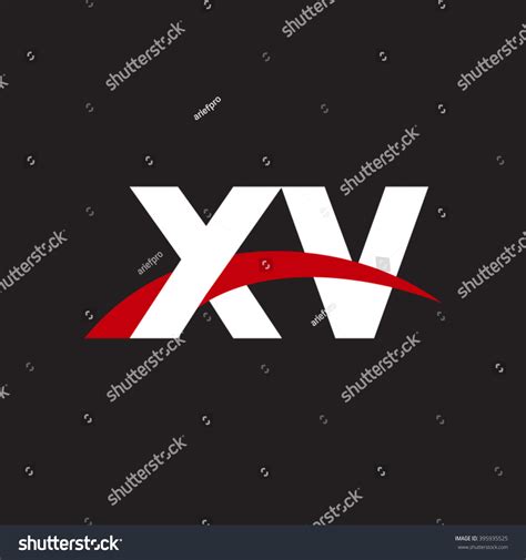 XV Initial Overlapping Swoosh Letter Logo White Royalty Free Stock