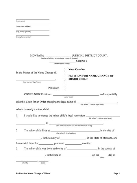 Petition For Name Change Of Form Fill Out And Sign Printable Pdf