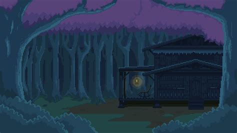 Pixel Art Cabin In The Forest Backiee