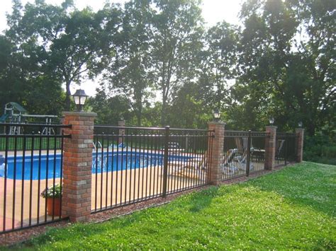 Pin By Lori Daniel On One Day In My New Home Wrought Iron Pool Fence Brick Fence Fence