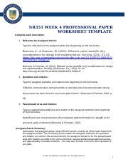 Sharee NR351 Week4 Temp Docx NR351 WEEK 4 PROFESSIONAL PAPER