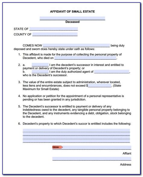 State Of Texas Small Estate Affidavit Form